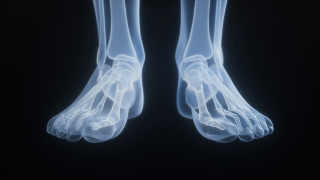 Cartiva lawsuit: x-ray image of human feet against a black background