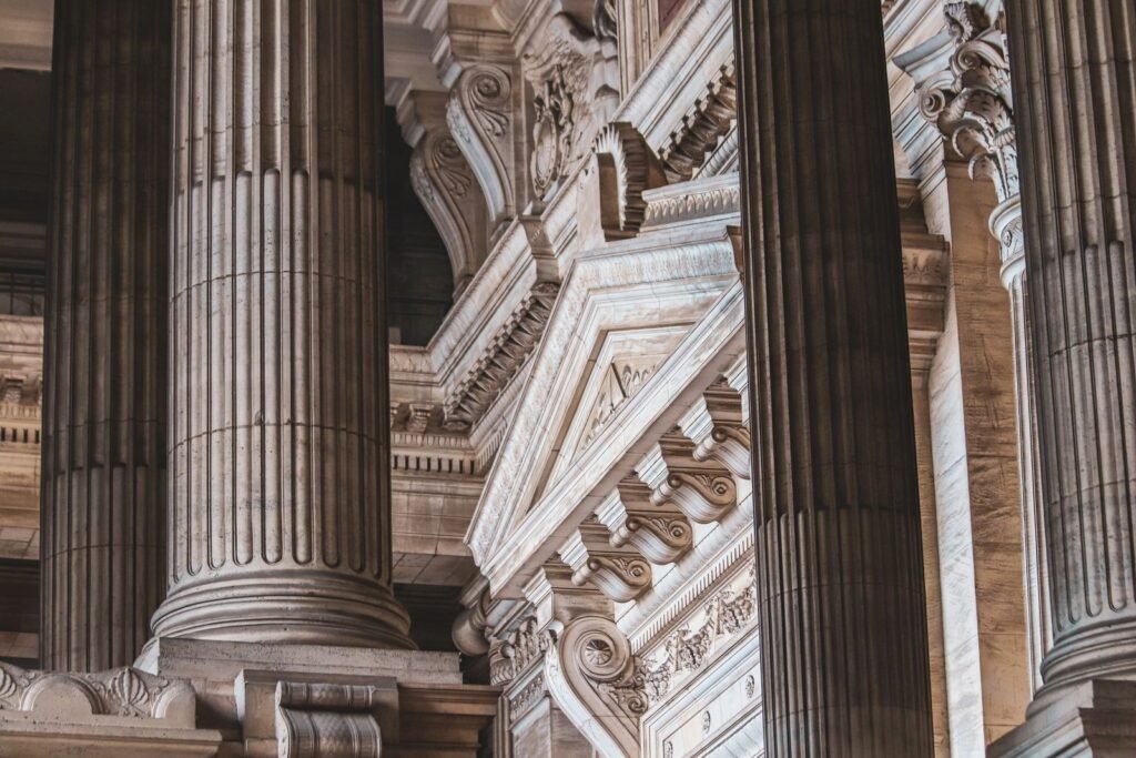 Depo-Provera brain tumor lawsuit: tall stone columns of a historic courthouse building