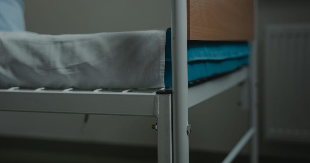 Hospital bed in a sleep study room