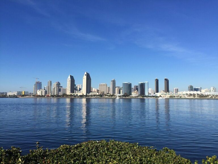Polinsky Children's Center lawsuit: san Diego city skyline seen across the bay from Coronado on a clear day