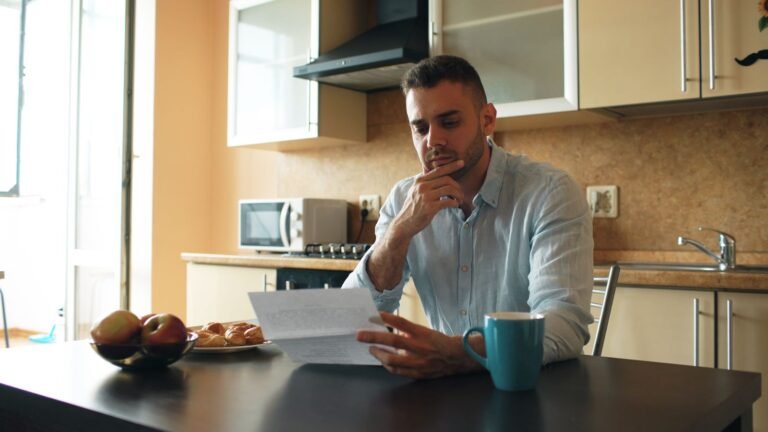 Man reading a letter at his kitchen table, like a Social Security disability denial notice